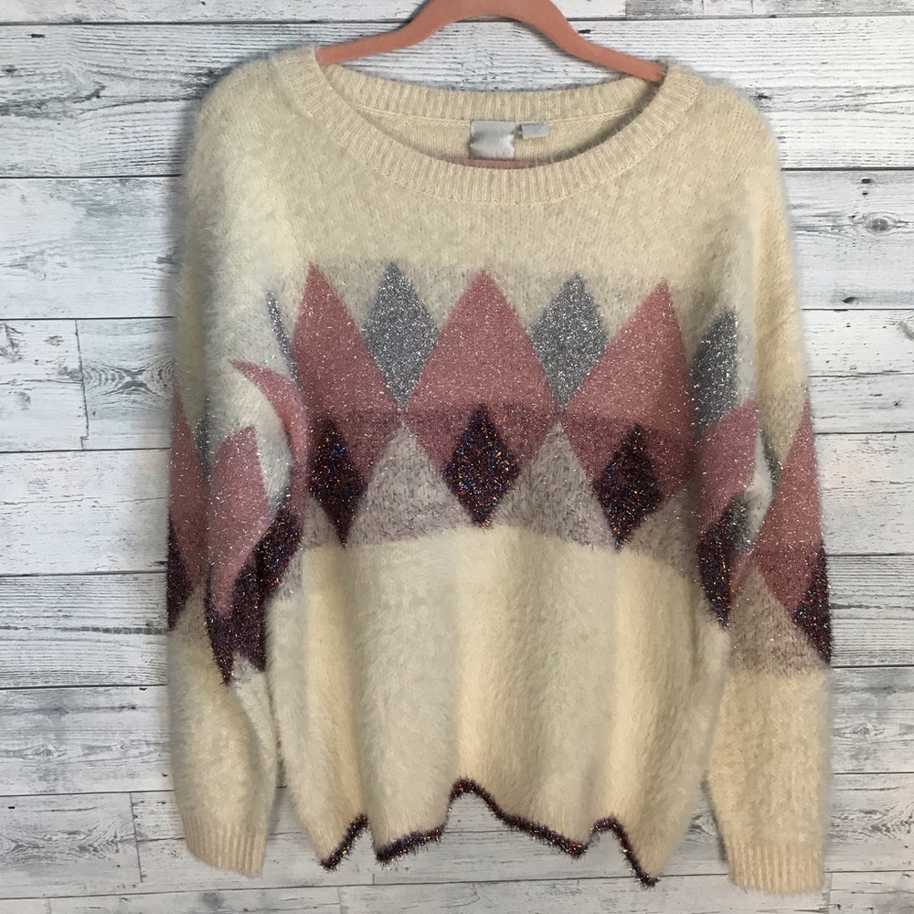 Zero degrees Celsius cream sparkle argyle …